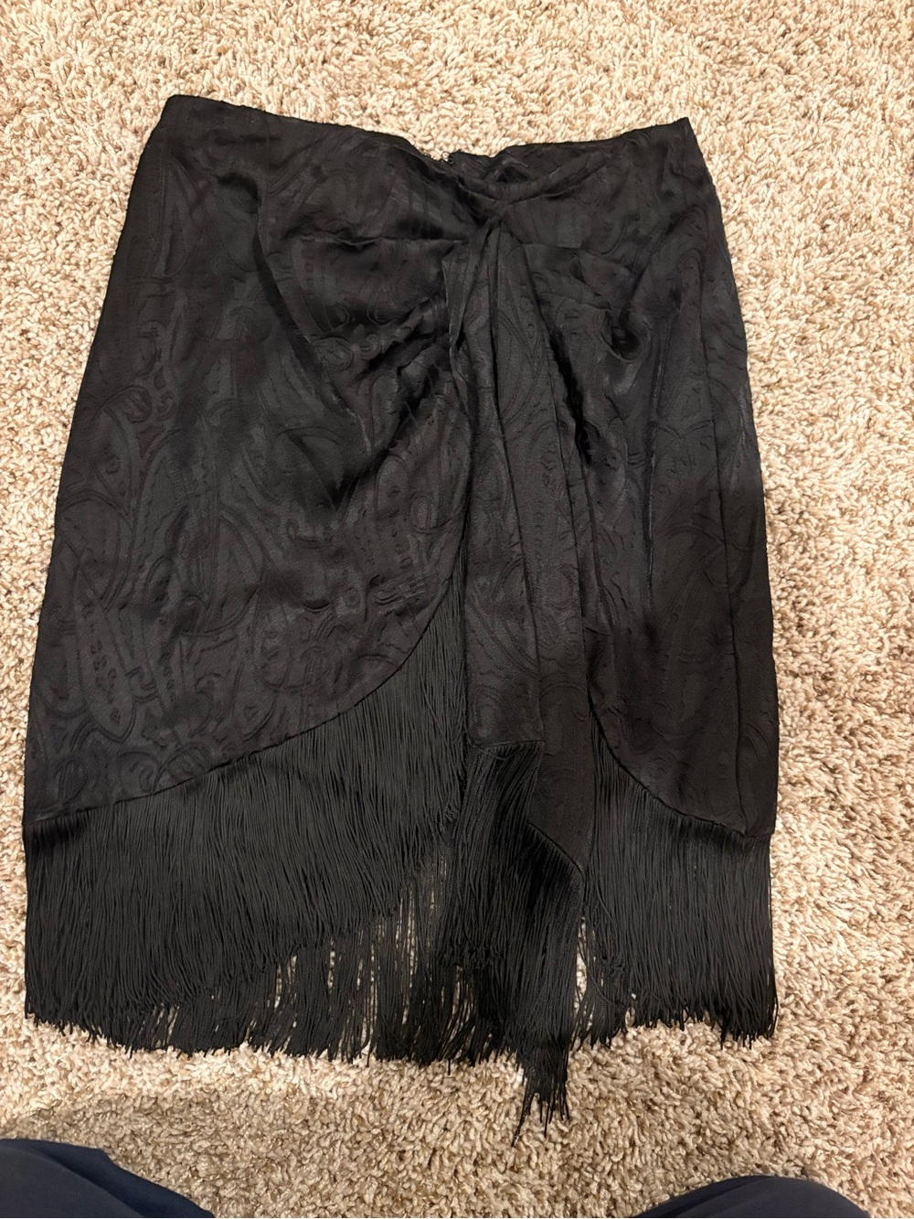Anthropologie Black Fringe Skirt